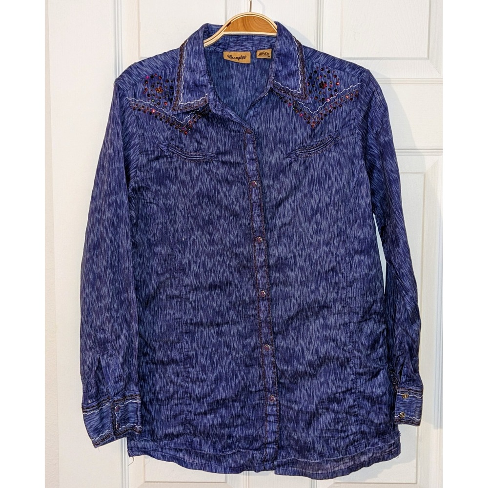 Wrangler Western Shirt Embellished Long‎ Sleeve Button Down Top Medium